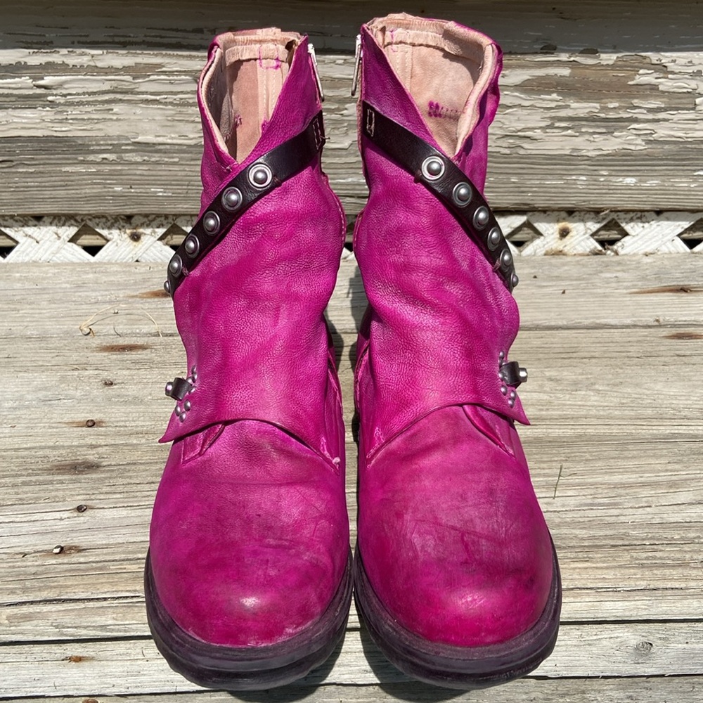 A.S.98 Sheffield Ankle Boot Fuchsia Pink Leather Women's Size 41 US 9.5 - 10 - Picture 4 of 14